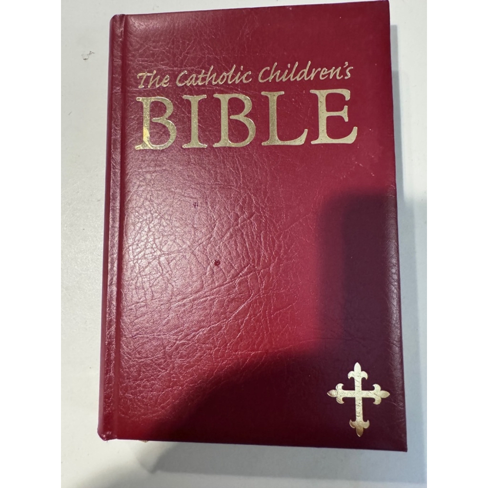 Catholic Childrens Bible Book Burgundy Gold Edge Vintage